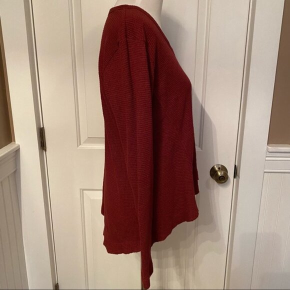 WILT TOP DARK RED WAFFLE V-NECK LONG SLEEVE HIGH LOW HEM SIZE M - Picture 9 of 12